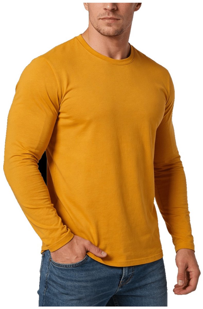 Currero Longsleeve Heren Oversized Lange Mouwen Shirt Roundneck Mannen Kleding T-Shirt Oranje