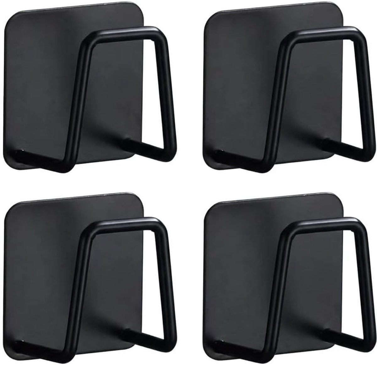 4 Stuks Zwarte Sponshouders voor Keuken, Zelfklevend met Dubbelzijdige Bevestiging, Ideaal voor Wastafel en Organizer van Sponsen, 45 mm