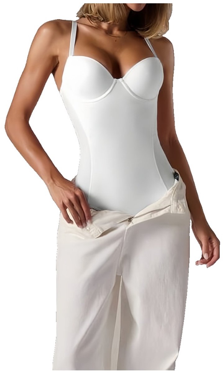 Currero Bodysuit Dames - Shapewear - Bodystocking - Corrigerende Body - Ingebouwde BH - Vormgevend & Afslankend Effect - Wit