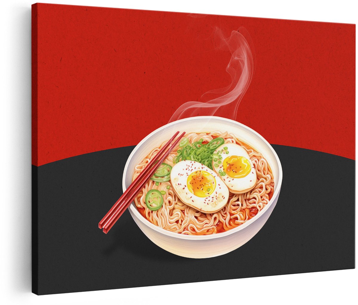 Artaza Canvas Schilderij Ramen - 150x100 cm - Groot - Wanddecoratie Keuken - Muurdecoratie Japans Eten - Decoratie Noodles - Schilderijen Op Canvas