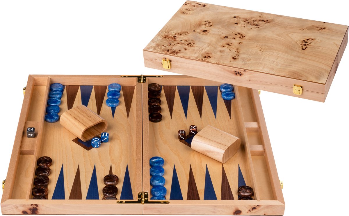 Longfield 18" backgammon blauw & bruin trangle -