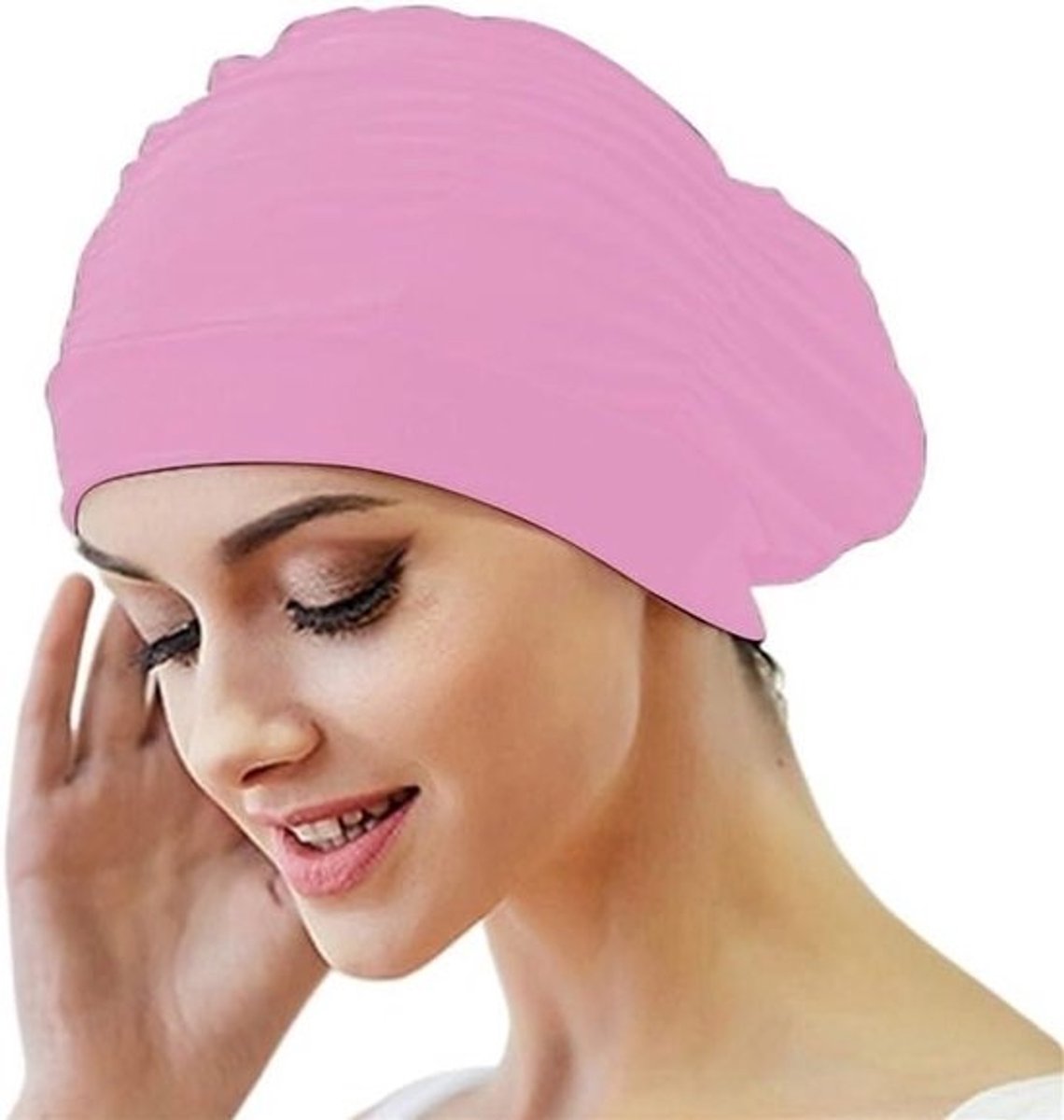 Zwemmuts Lange Haar - Badmuts Vrouwen - Comfortabel Zwemmen - Superieure Waterbestendigheid - One Size - Roze