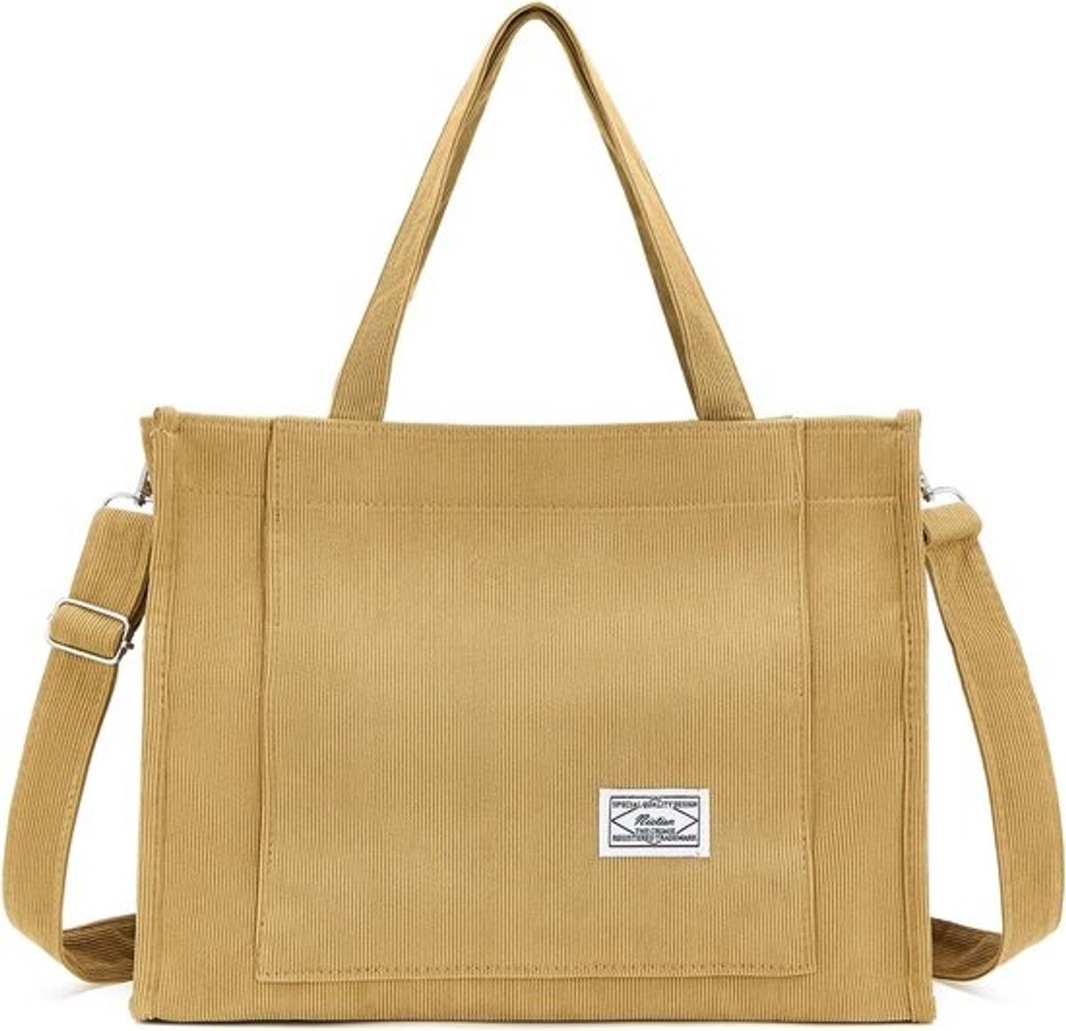 Grote Corduroy Schoudertas Dames - Trendy Tote Bag & Crossbody Tas voor Werk of School