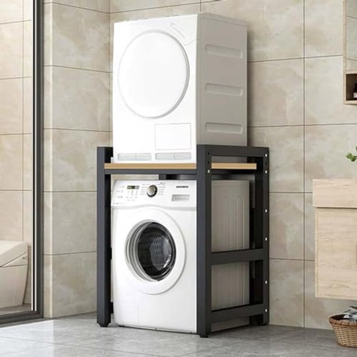 Ruimtebesparende Wasmachine- en Droogkast met Verstelbare Hoogte