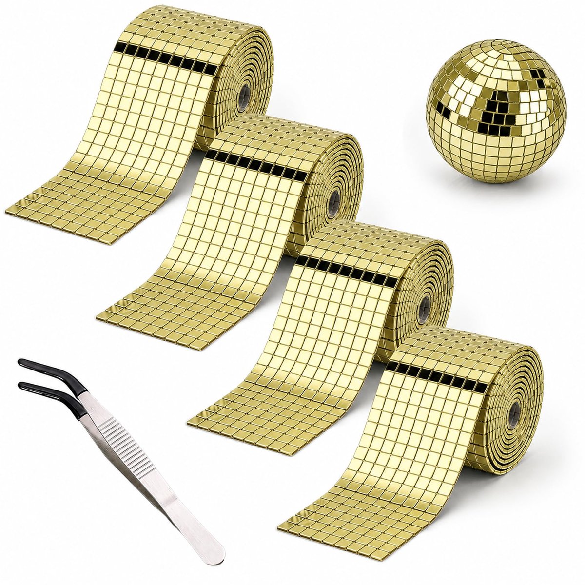 FuYelng 6400 stuks mozaïekspiegelstickers, zelfklevend, 5 x 5 mm, zelfklevende mozaïektegels, disco, voor doe-het-zelf - ShopVlot