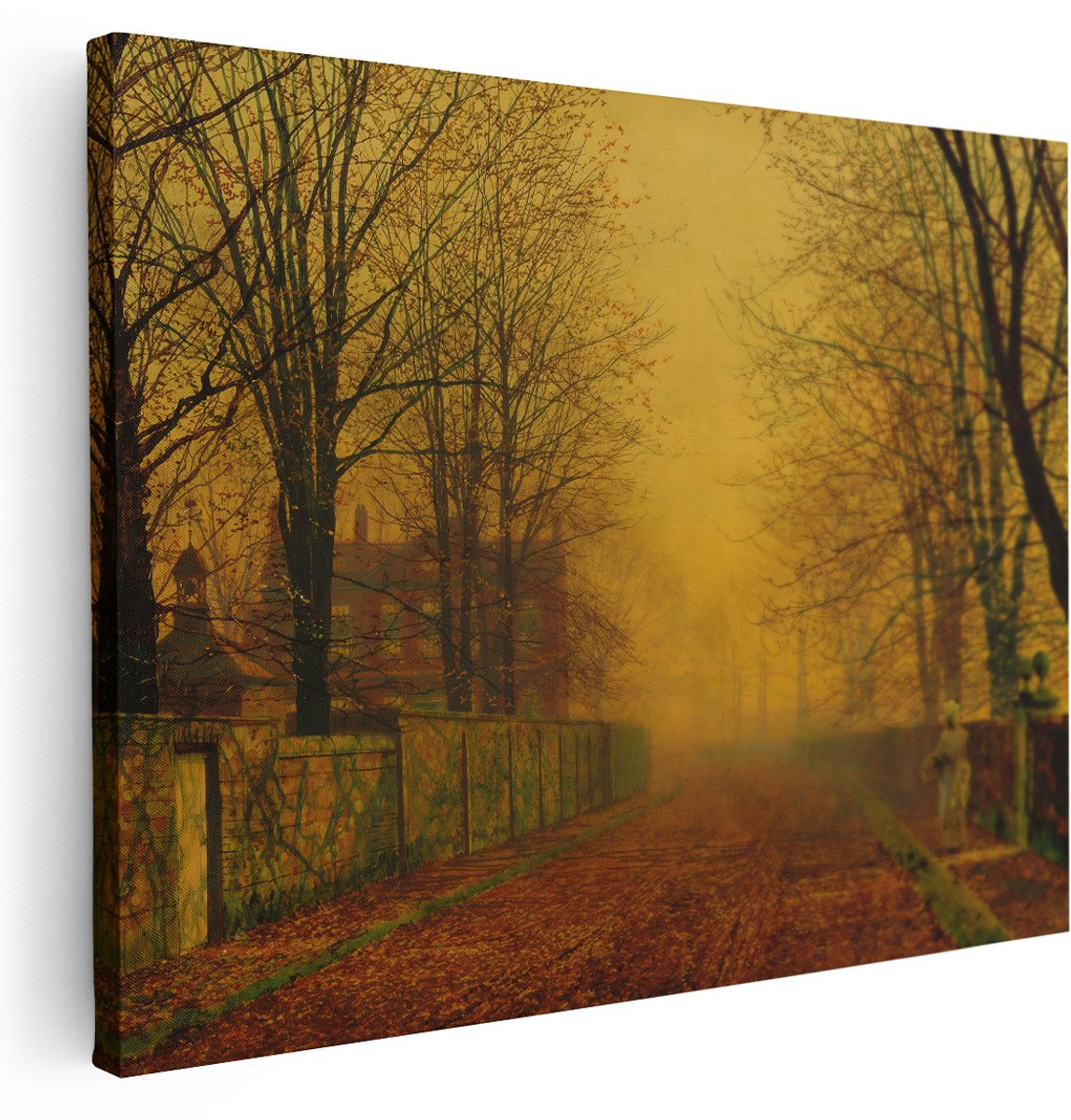 Artaza Canvas Schilderij Herfst - 160x120 cm - Groot - Wanddecoratie Landschap Met Licht - Muurdecoratie Natuur Bomen - Kamer Accessoires Woonkamer