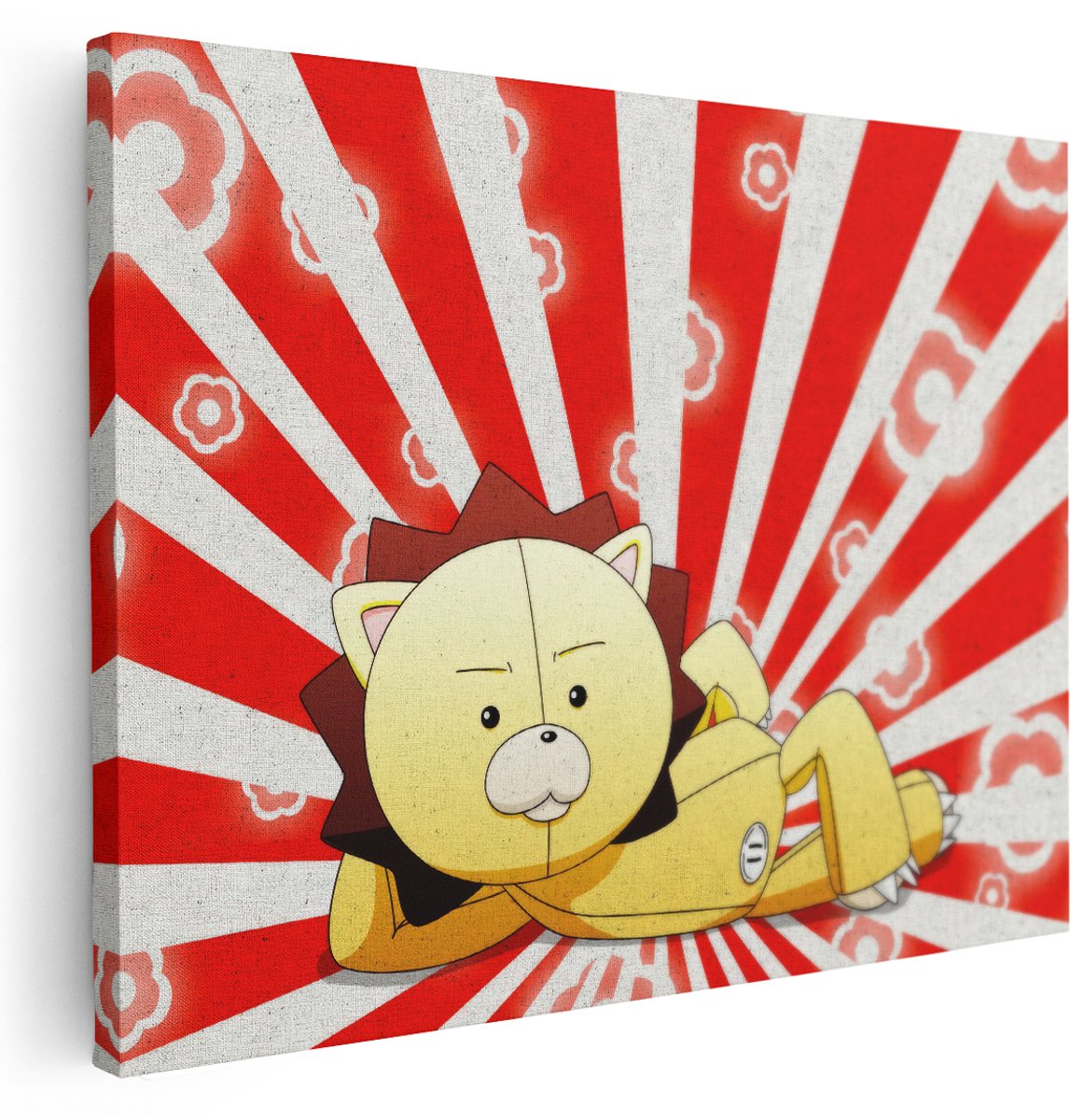 Artaza Canvas Schilderij Anime Knuffel Leeuw - 160x120 cm - Groot - Wanddecoratie Bleach Kon - Muurdecoratie Japan - Schilderijen Op Canvas