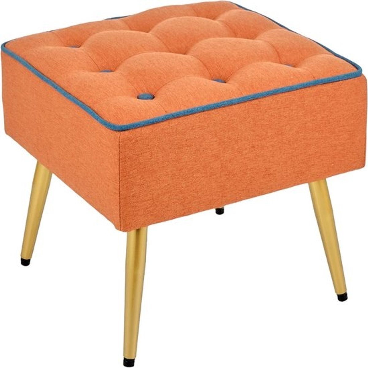 Vierkante Stoffen Poef met Houten Poten - Comfortabele Zit of Voetenbank (40x40x35 cm)