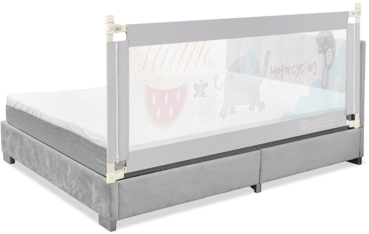 SureDeal® - Ledikant - Peuterbedrail Hoogte Verstelbare - Kinderen Inklapbare Babyveiligheidsleuning - 176x24,5x101,5 cm - Grijs