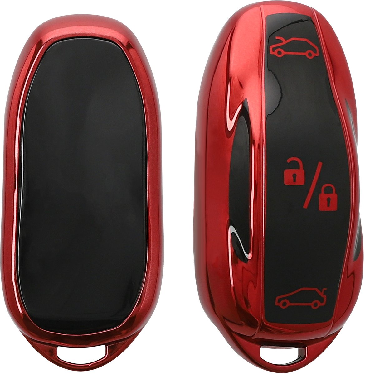 kwmobile autosleutel hoesje geschikt voor Tesla Model Y / Model 3 hoes - TPU autosleutel behuizing - Beschermende auto sleutel case - Sleuteletui in hoogglans rood
