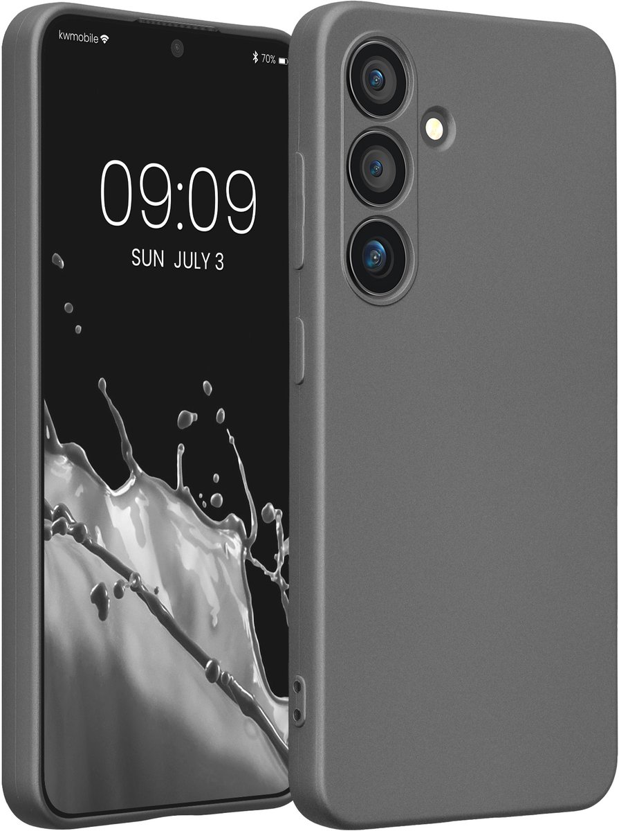 kwmobile metallic telefoonhoesje van TPU - geschikt voor Samsung Galaxy S24 - Flexible case voor smartphone - In metallic grijs