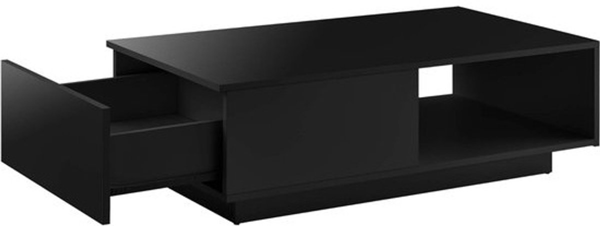 Salontafel met lade - Bijzettafel Lage tafel - Woonkamer opruimen - Met plank en lade - 95x55x31cm - Zwart