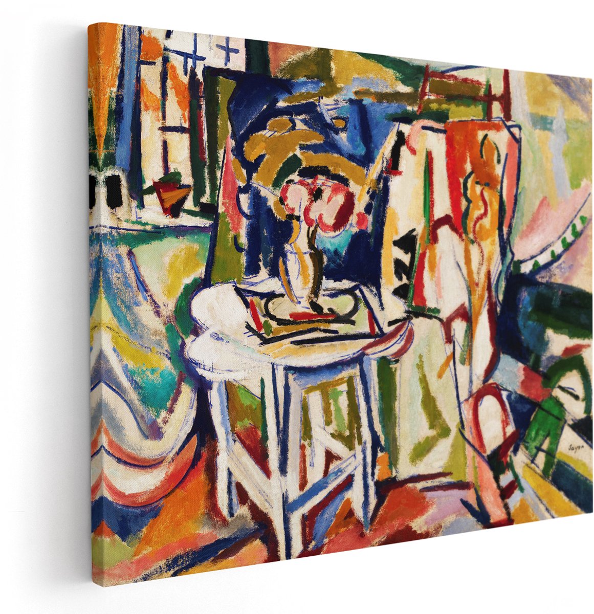 Artaza Canvas Schilderij Abstract - 150x120 cm - Groot - Wanddecoratie Bloemen - Muurdecoratie Modern - Decoratie Kleurrijk Fauvisme