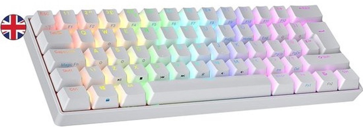 60% Compact Mechanisch Gaming Toetsenbord met Hot-Swap Optische Switches en RGB Verlichting (ISO UK QWERTY)