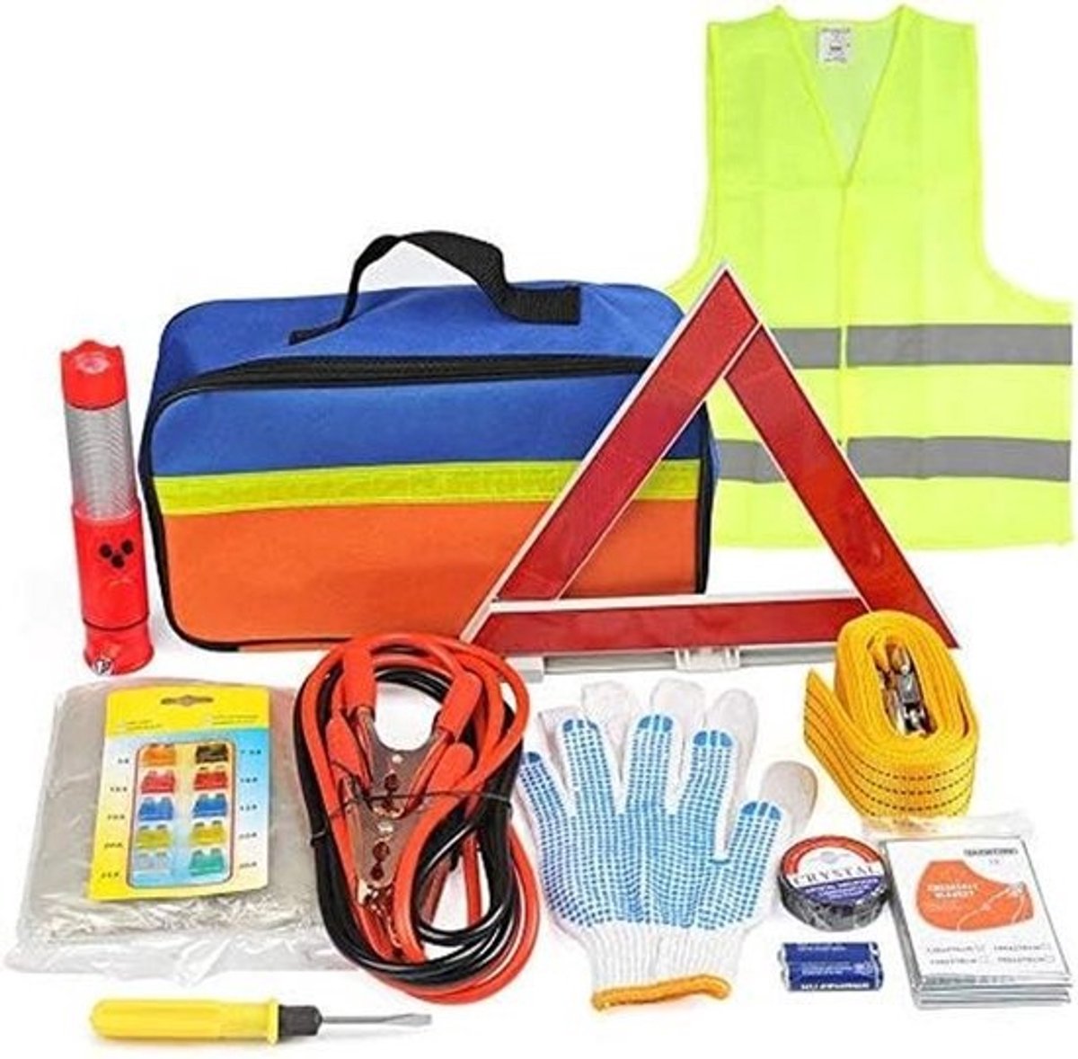 12-in-1 Auto Noodset & Pechhulpset met Startkabels en Veiligheidsvest