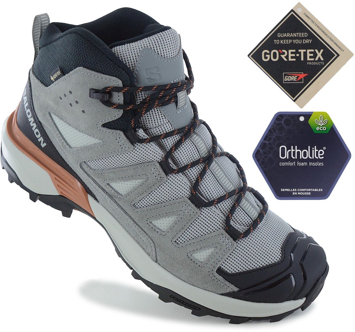 Salomon X ULTRA 360 Leather Mid - GORE-TEX - Heren Wandelschoenen Trekking Laarzen Grijs 479796 , Maat: EU 44 UK 9.5