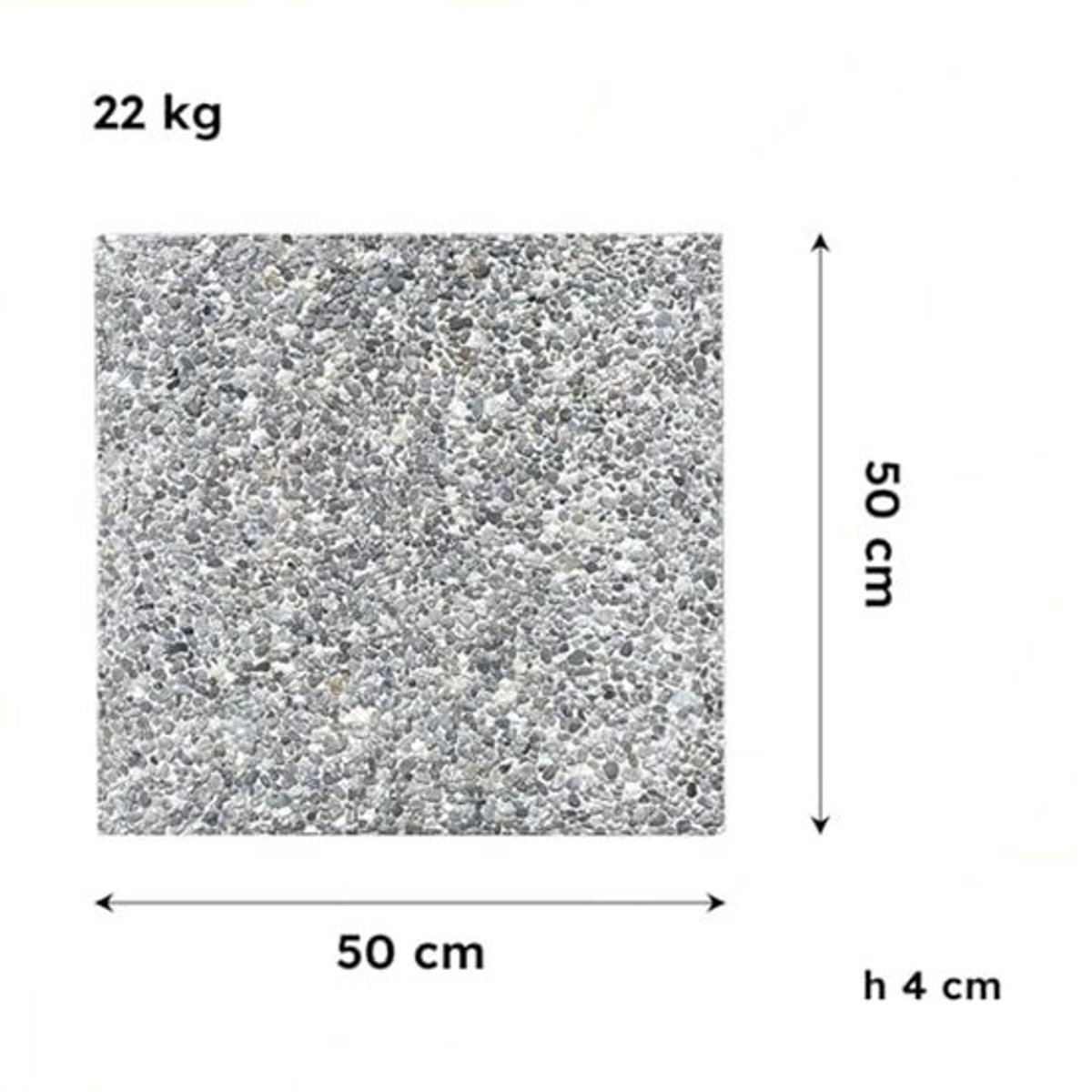 Parasolstandaard van tegels 50 x 50 cm - Gewassen graniet 22 kg - Stabilisatieplaat voor buiten - Tuin, Terras, Bar en Strand