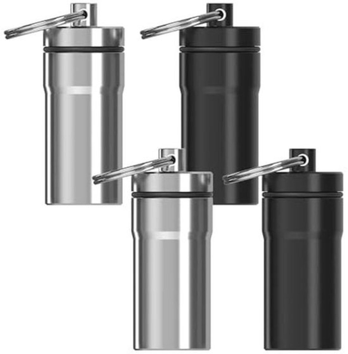 Aluminium oordopjes hoesje met sleutelhanger - Waterdicht en draagbaar in zwart en zilver