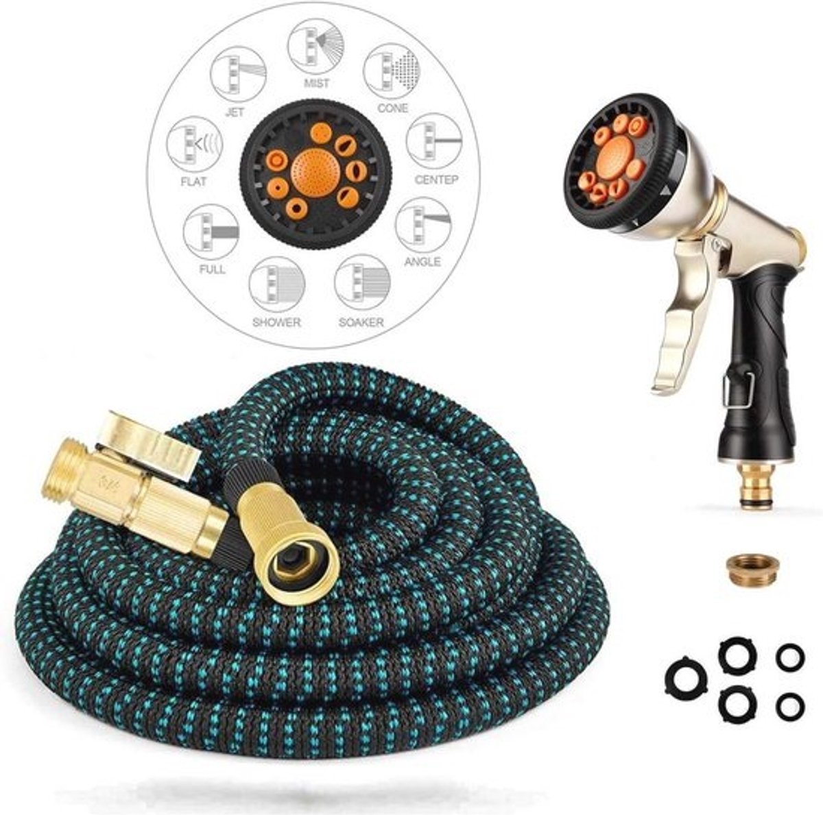 Flexibele Tuinslang met Spuitpistool - 25FT met 9 Verstelbare Sproeipatronen voor Tuin en Auto