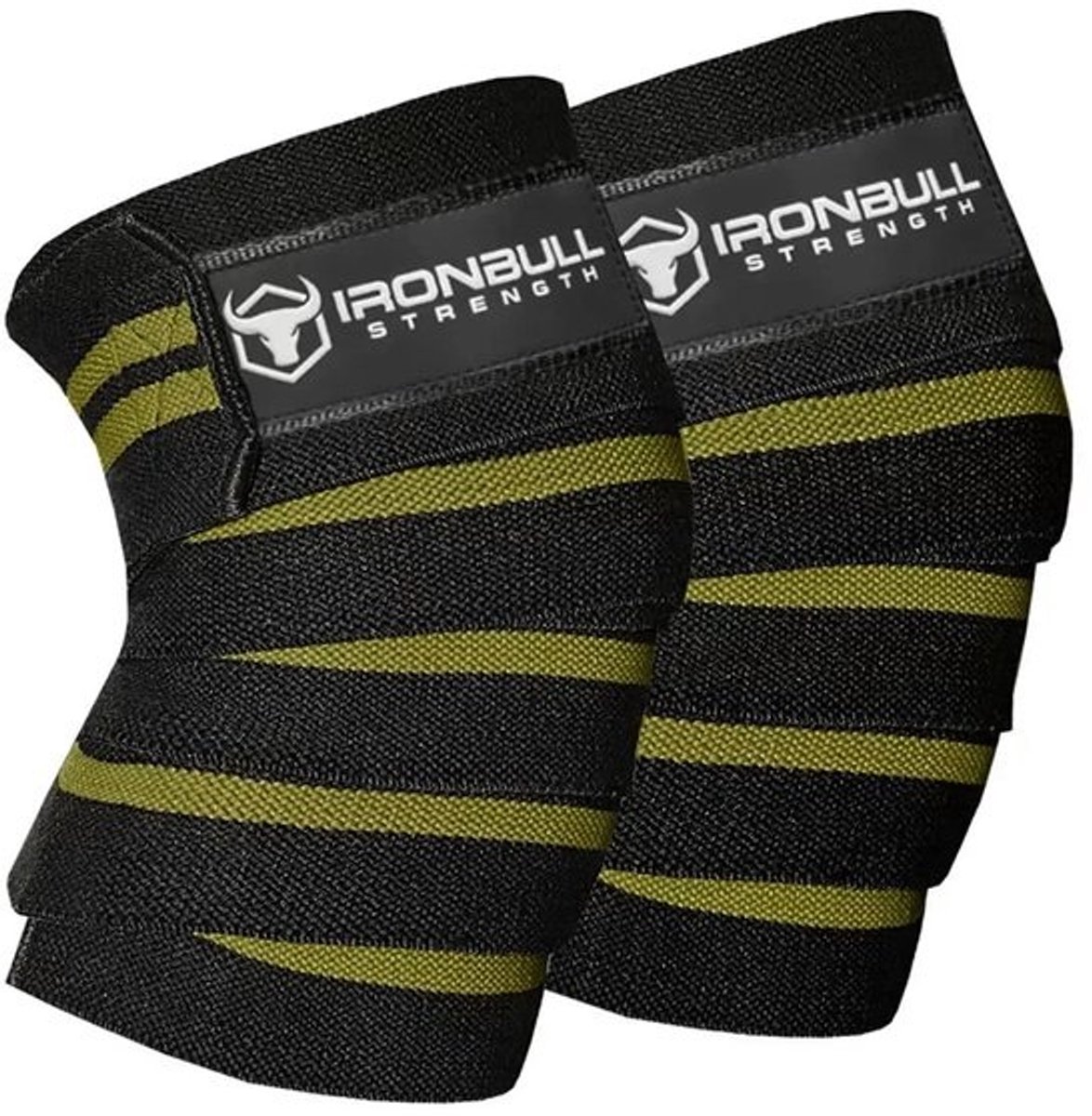 Kniebanden Set (1 Paar) - 200cm Elastische Kniesteun voor Squats, Powerlifting en Fitness - Zwart/Groen