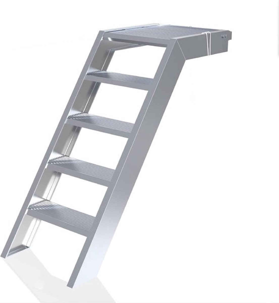 Aluminium Buitentrap met Platform - 5 Treden - 1 Meter Hoog - Tuin en Vijver Toegang