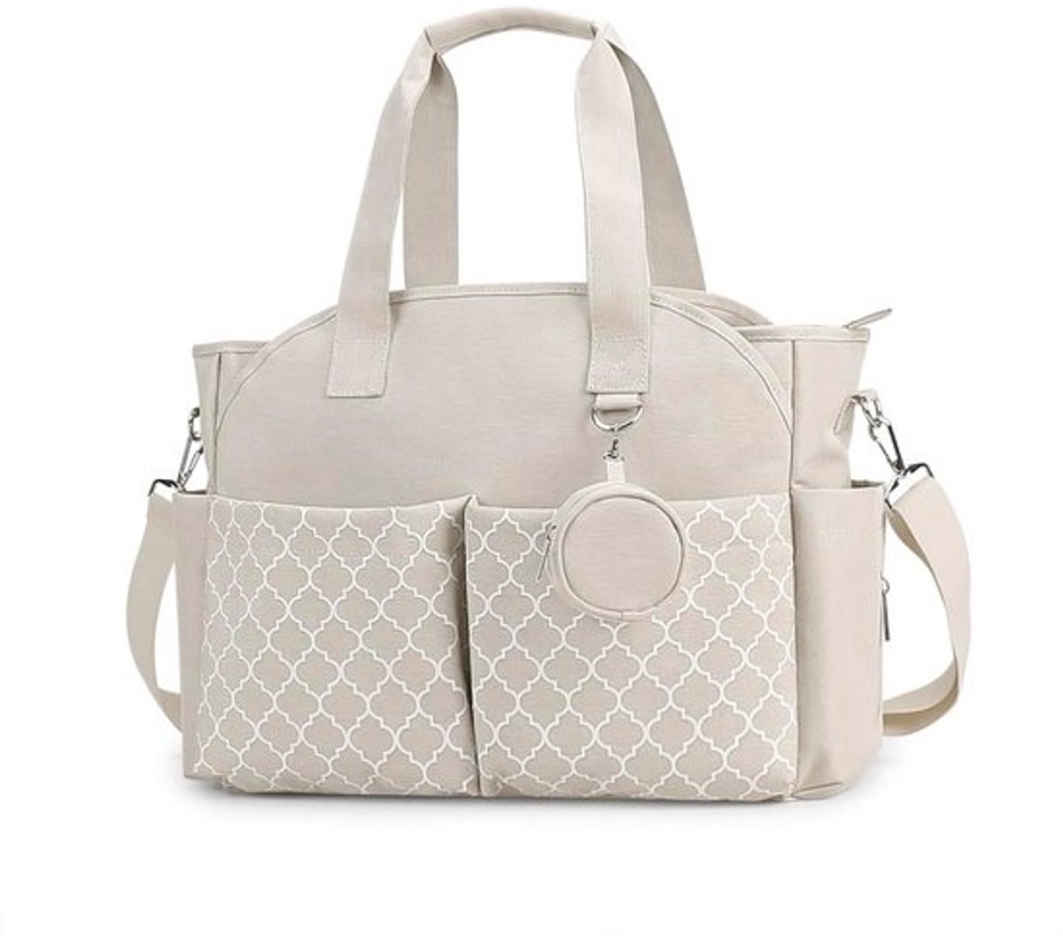 Multifunctionele Luiertas Tote met Veranderstation en Verstelbare Schouderriem - Beige