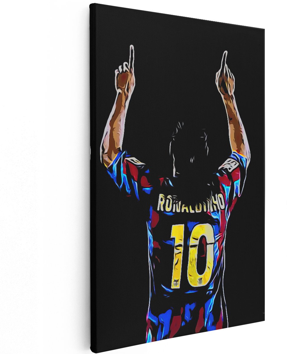 Artaza Canvas Schilderij Ronaldinho bij FC Barcelona - 120x180 cm - Groot - Muurdecoratie - Canvas Print