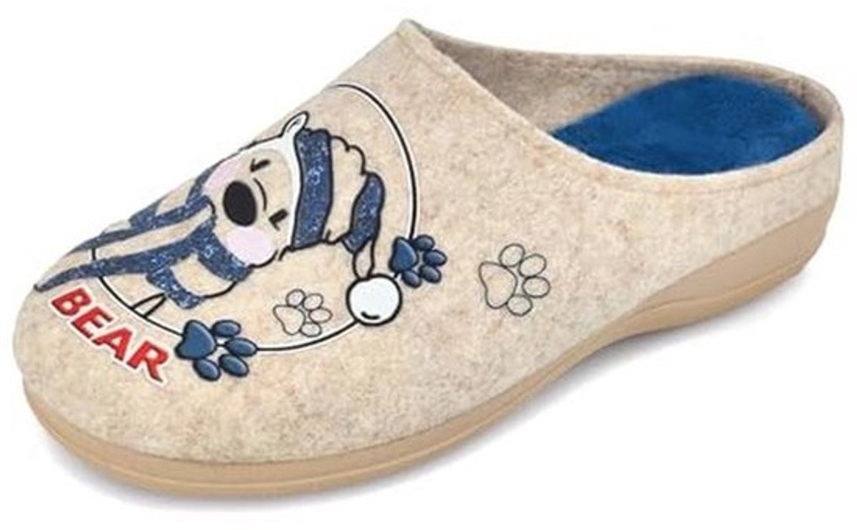 Warmige Dames Pantoffels van Vilt met Teddybeer Design – Comfortabel en Antislip