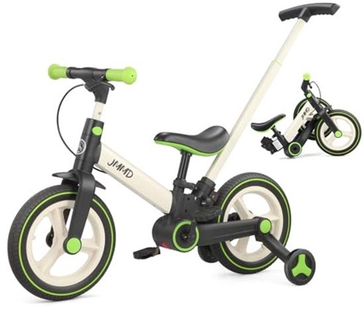 Peuterfiets met Duwgreep - 6-in-1 Duwfiets voor Kinderen van 18 maanden tot 5 jaar met Trainingswielen en Pedalen