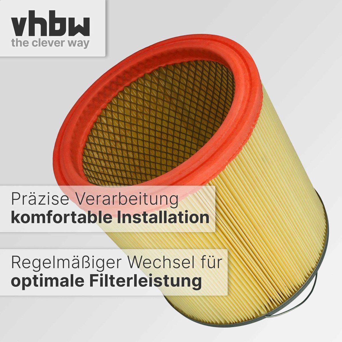 vhbw vouwfilter, compatibel met de Rowenta Wet and Dry Vorace-stofzuiger – patroonfilter, geel-oranje, afwasbaar