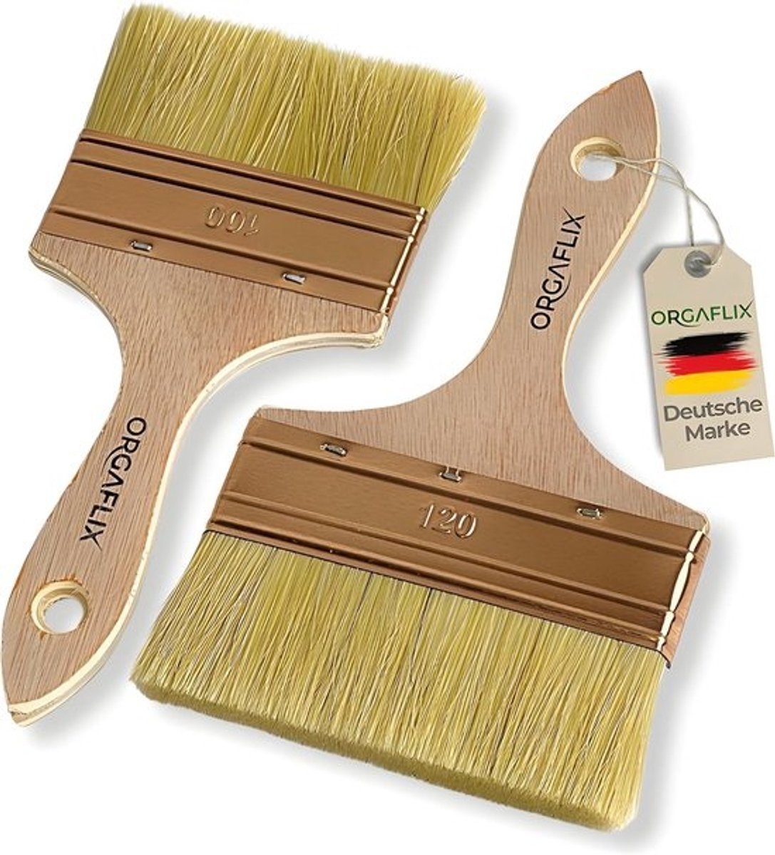Set Vlakkwasten 100mm en 120mm met Houten Handvat voor Alle Verfsoorten