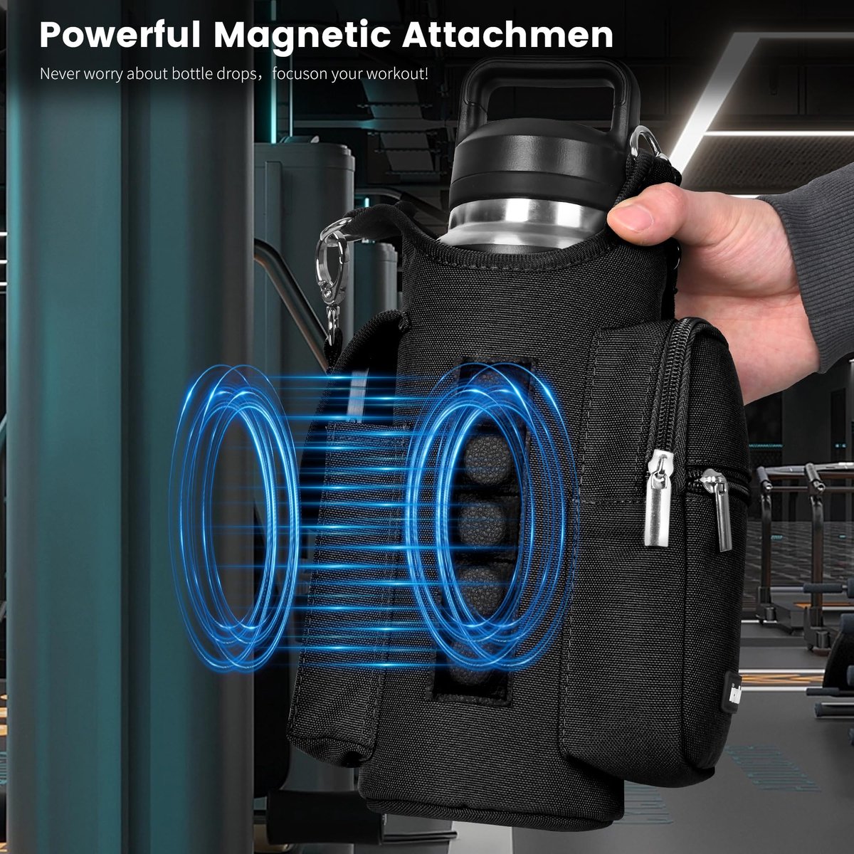 Thijox - Magnetische Gymtas voor Sport en Fitness, Waterfles Tas met Vakken voor Mobiele Telefoon, Ideaal voor Gym, Yoga, en Buitensporten, Duurzaam e