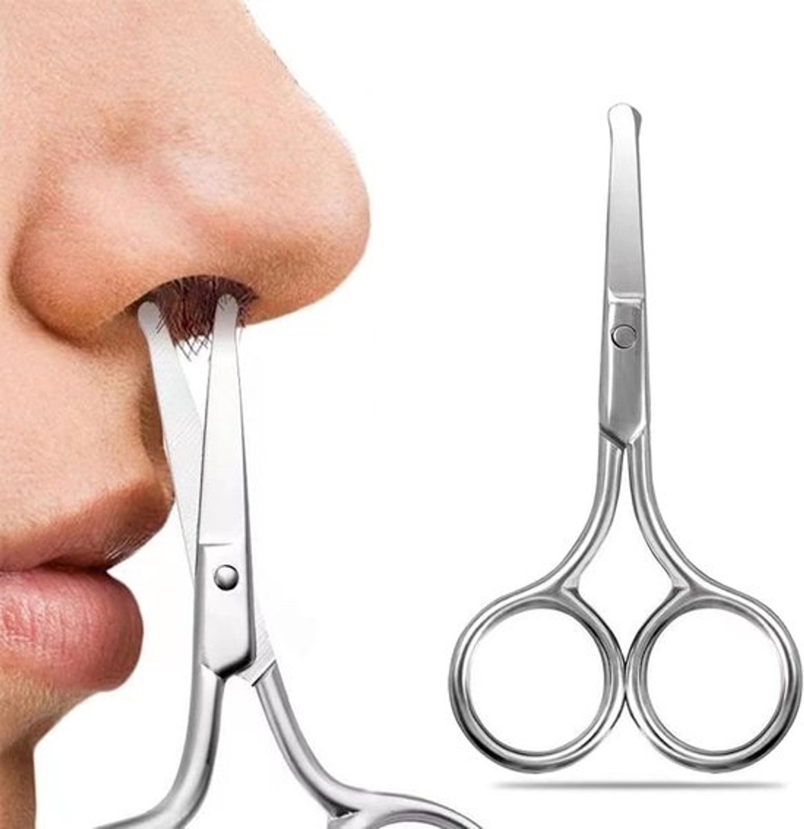 Neustushaar en Oorhaar Trimmer RVS - Precisie Schaar voor Baard en Wenkbrauwen
