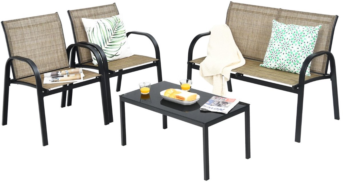 SureDeal® - Tuinmeubel - Delige Terrasmeubelset Tuinmeubelset - Binnen - Buiten - Terras Tuin Balkon - 80x45x37,5 cm - Bruin