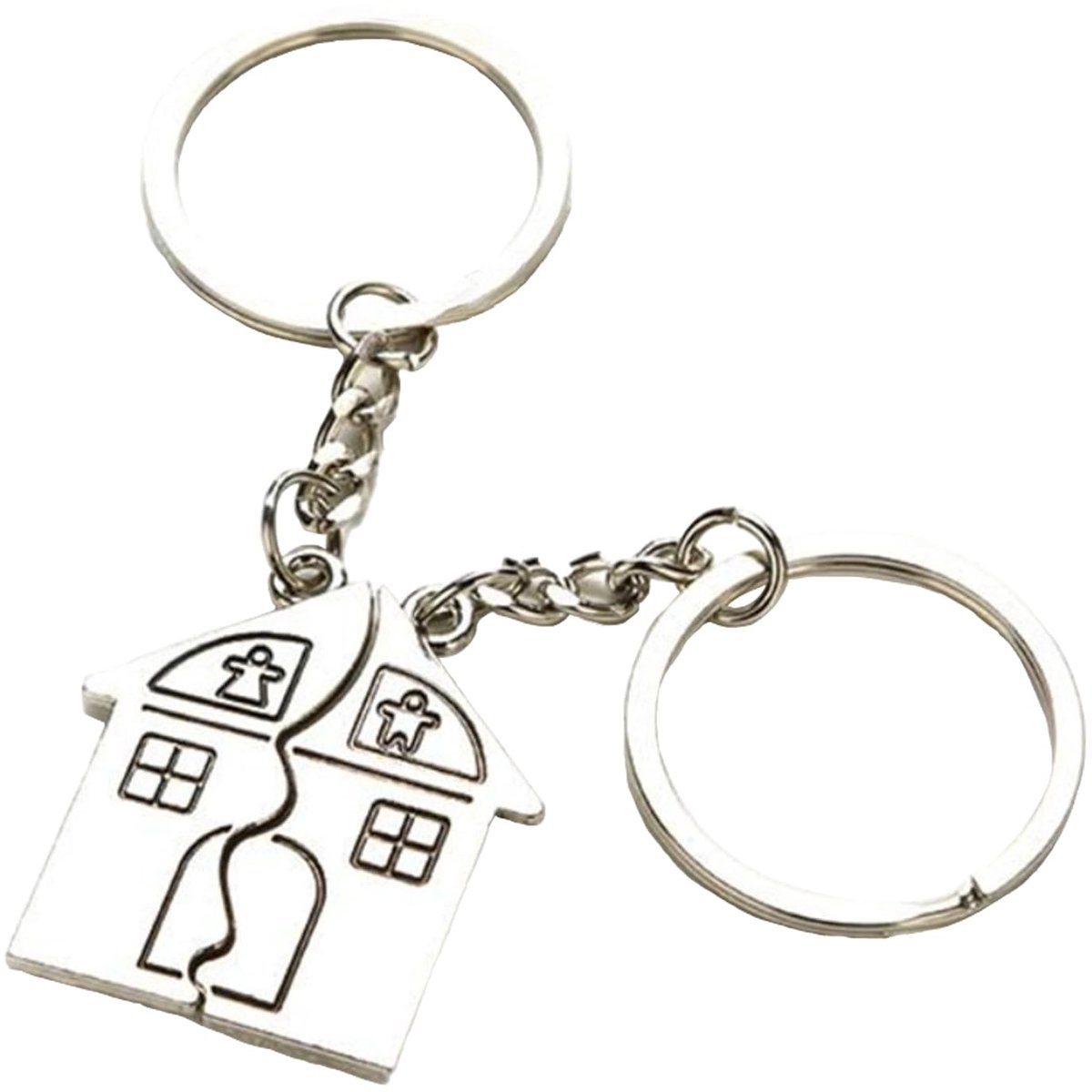 HJDJBD 2 stuks roestvrijstalen puzzels huishangers, sleutelhangers, zilver, housewarmingscadeau voor het nieuwe huis - ShopVlot