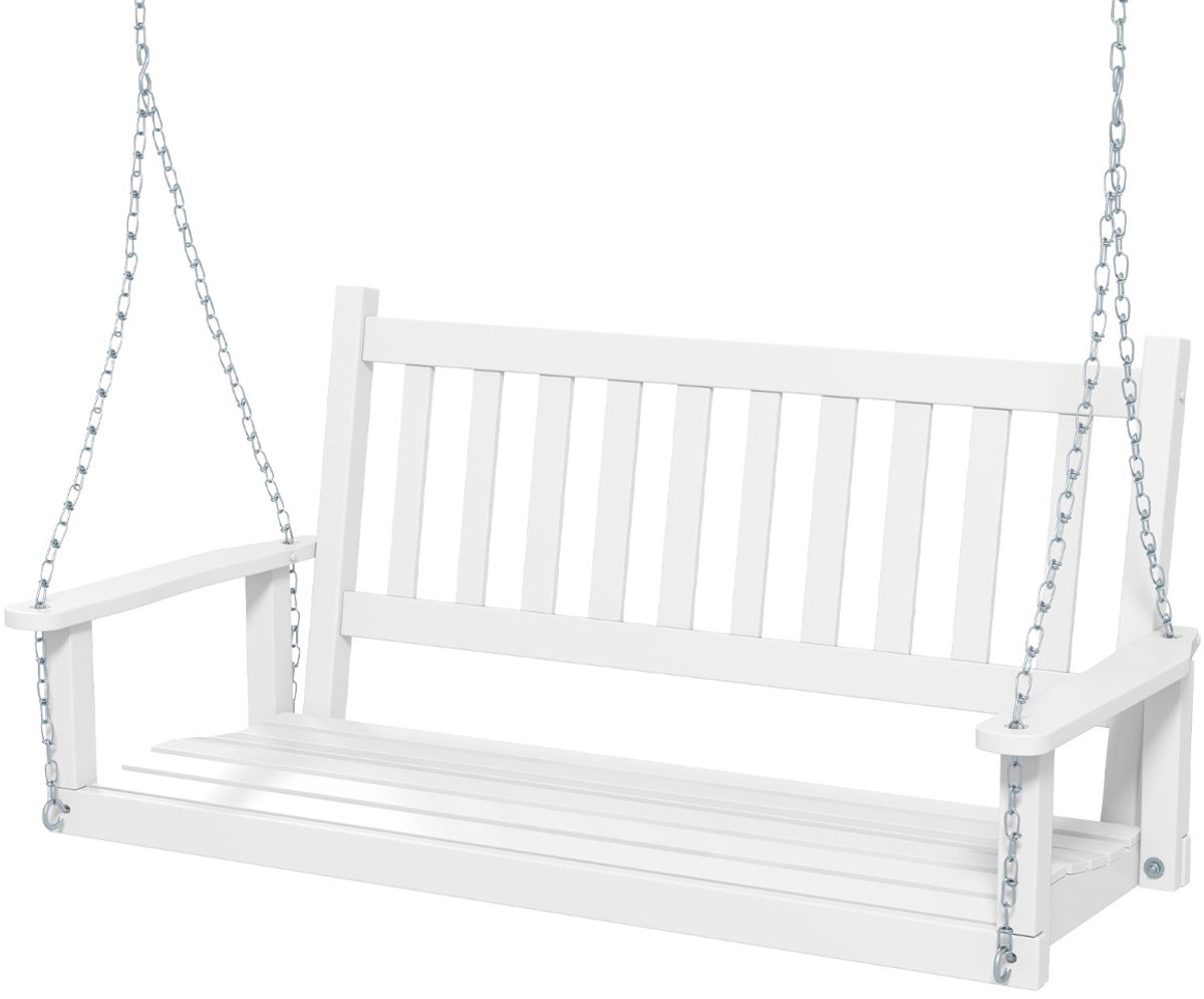 SureDeal® - Houten Schommelbank 2-Zits - 136x67x63 cm - Populierenhout & Metaal - Wit - Hangbank Buiten