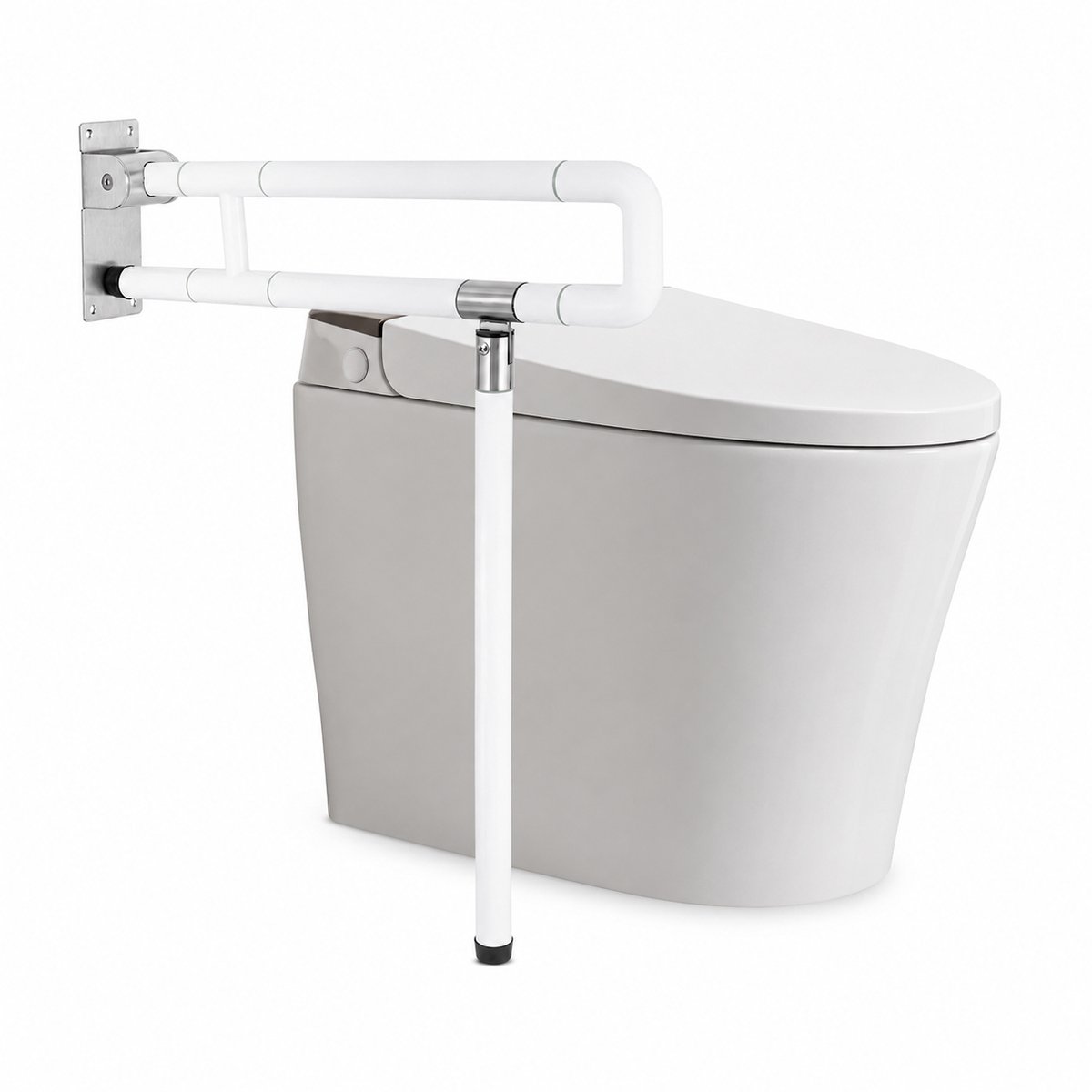 Veya Toiletbeugel opklapbaar - Wandbeugel badkamer - Wit - 70 cm hoog - Ruimtebesparend - Toilet - Draagvermogen 100 kg - Modern