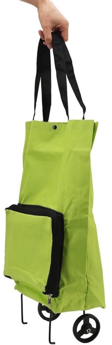 Opvouwbare Winkelwagen met Wielen en Opbergtas - Lichtgewicht en Multifunctioneel - Herbruikbare Boodschappentas - Ideaal voor Vrouwen - Groen