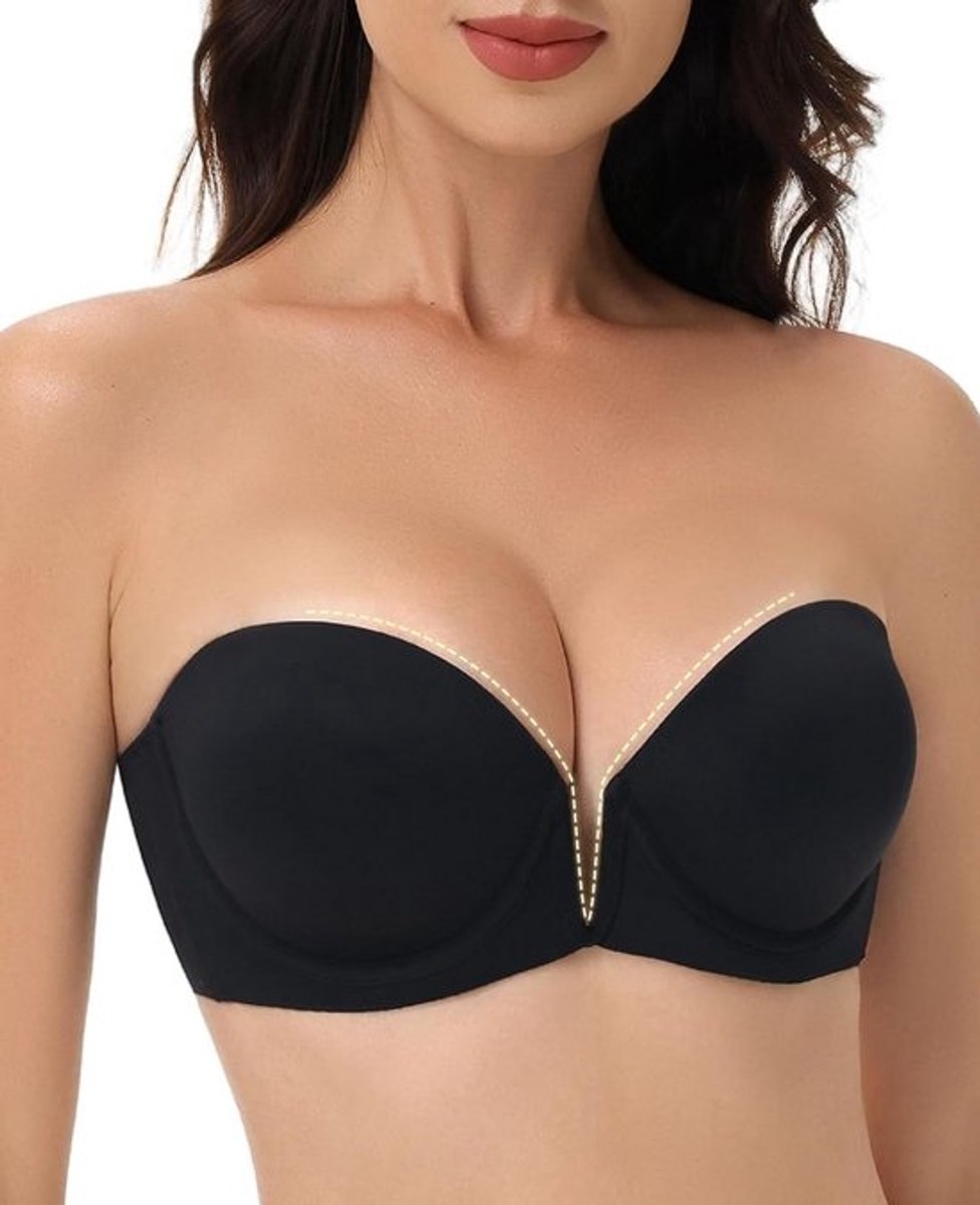 Strapless Push-Up Beugel BH Diep V-Hals Vulling voor Optimaal Dekolleté