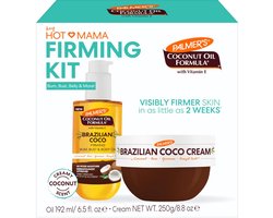 Palmer's Brazilian Coco Hot Mama Firming Kit – Verstevigende Bodycrème 250 g + Body Oil 192 ml – Kokosolie, Açaí & Guarana – 2-Delige Set