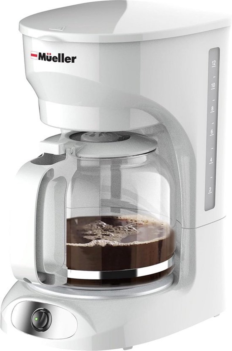Wit Koffiezetapparaat met Kan voor 12 Kopjes - Automatisch Uitschakelen en Warmhoudfunctie