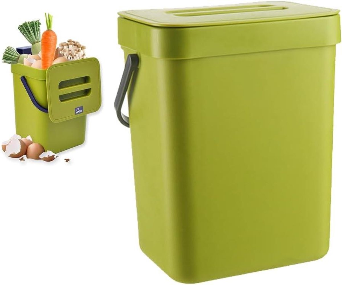 Afvalbak Keuken - Bio afvalbak - Geurvrij afval - Geurafdichting - 3 Liter - Groen
