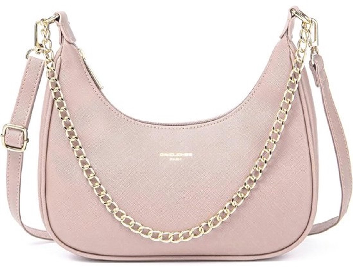 Kleine Dames Crossbodytas PU Leer - Elegante Schoudertas Maanvorm met Ketting