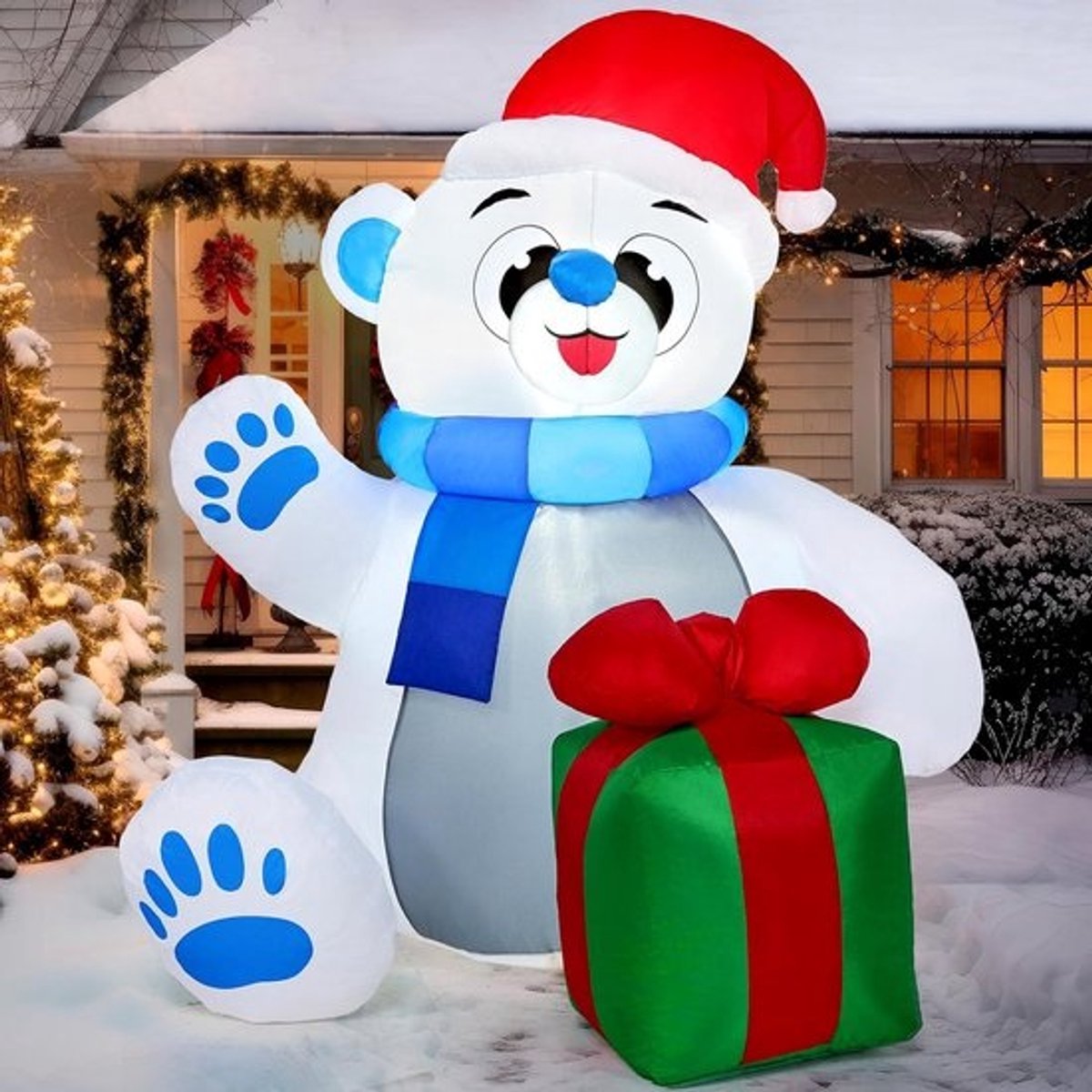 Opblaasbare Zwaaiende IJsbeer Kerstdecoratie (120 cm)