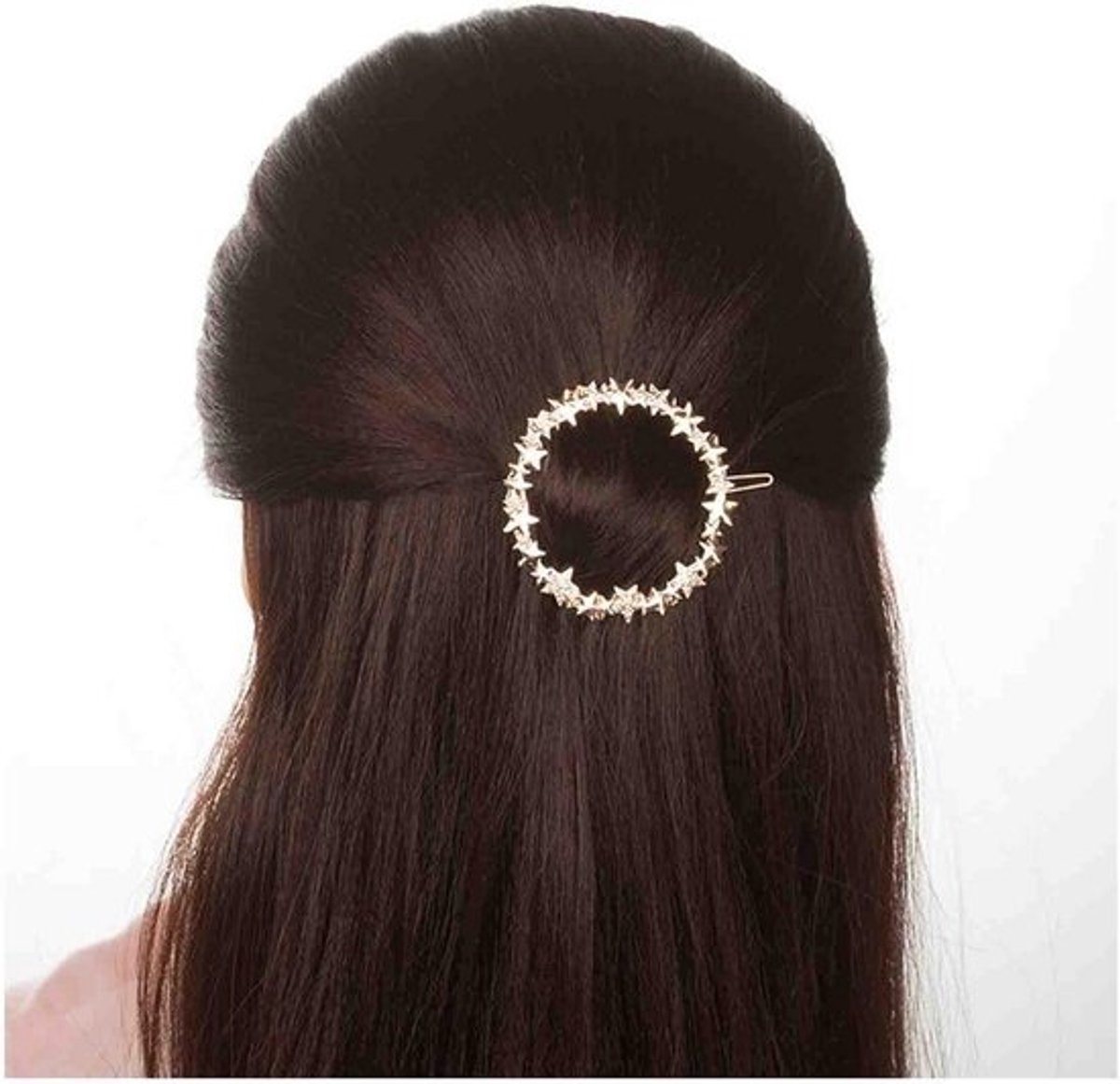 Geometrische Haarspeld met Ronde en Stervormige Details in Goudkleur