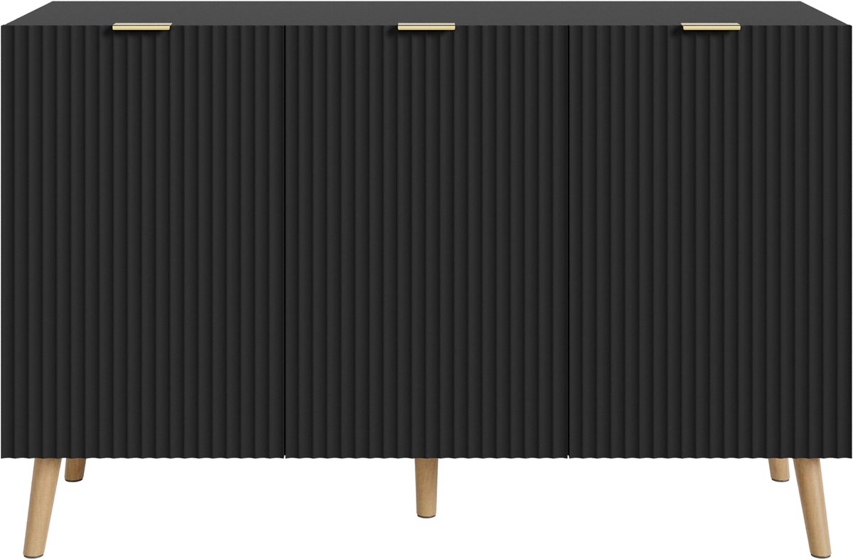 Sideboard Nand dressoir met 3 deuren 120x40x76 cm zwart [en.casa]