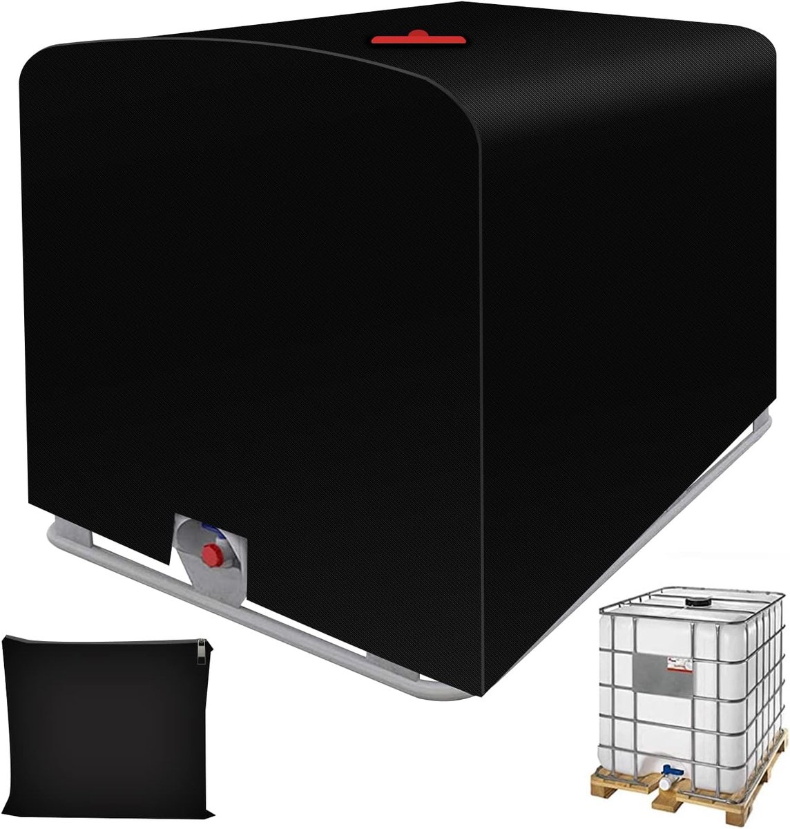 Afdekking geschikt geschikt voor watertank, 1000 liter, geschikt geschikt voor IBC-watertanks, stof-, UV- en regenbestendig. 210D, geschikt geschikt voor IBC-watertanks, 1000 liter, geschikt geschikt voor IBC-containers (120 x 100 x 116 cm).
