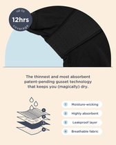 Saalt Cotton Sleep Short Super Periodenondergoed - Lekvrije Slaapshort voor Dames met Hoog Absorberend Kruisje - Natuurlijk Katoen - Zwart - Maat L - Lekvrij