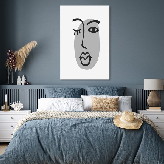 Affiche Visage - Femme - Zwart - Wit - 80x120 cm