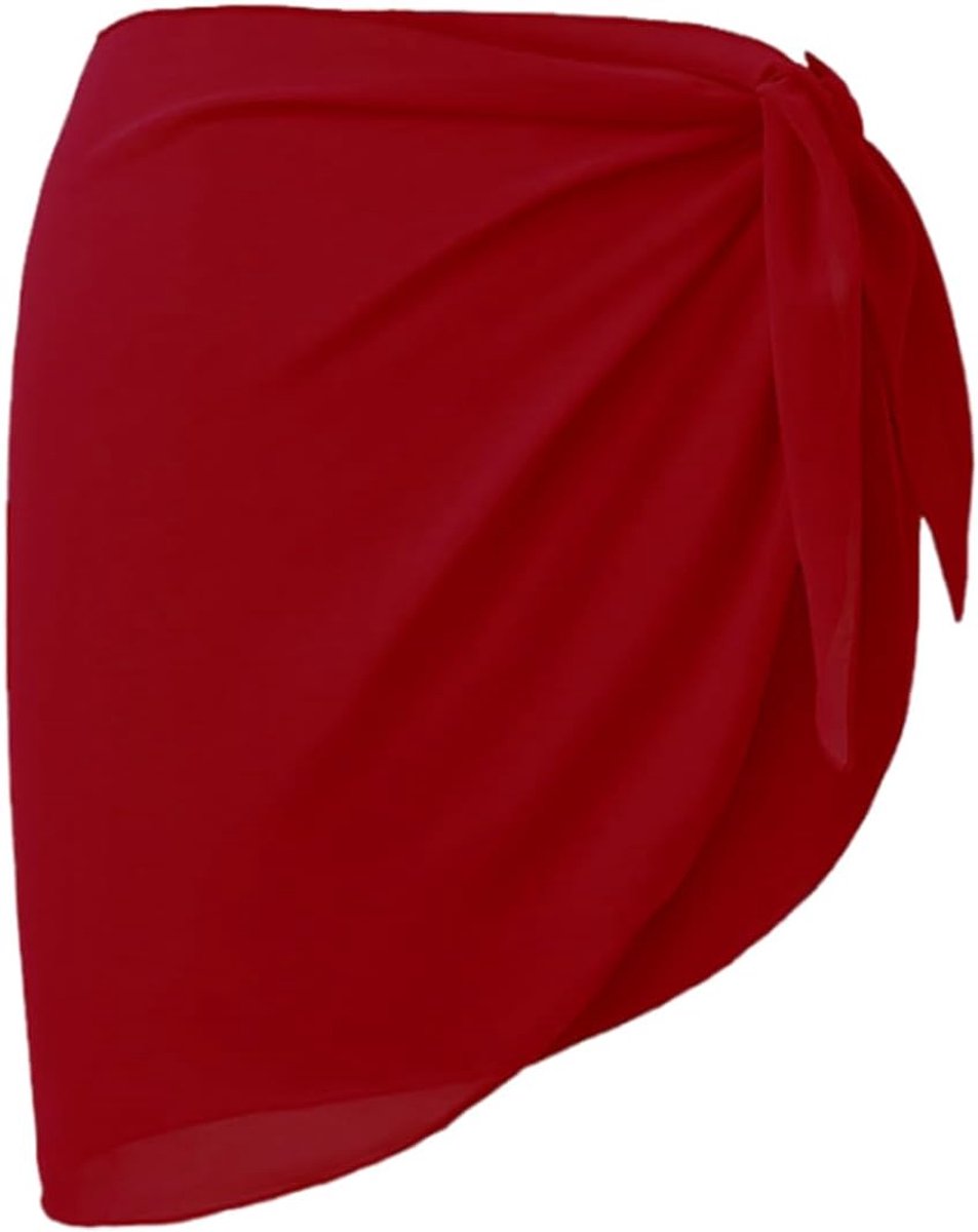 Pareo strandwrap voor dames, sarong, bikini-deken, rok, wikkeljurk voor badpak van chiffon, Bordeaux, M